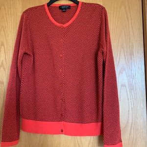 August Silk cardigan sweater.  Size  XL.  Orange and black.